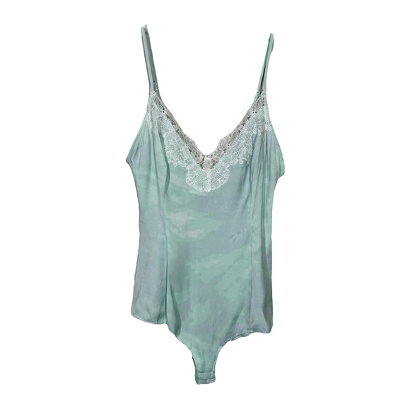 Free People Other - Free People Luella Printed Lace Bodysuit M Mineral Green Tie Dye New Boho Teddy